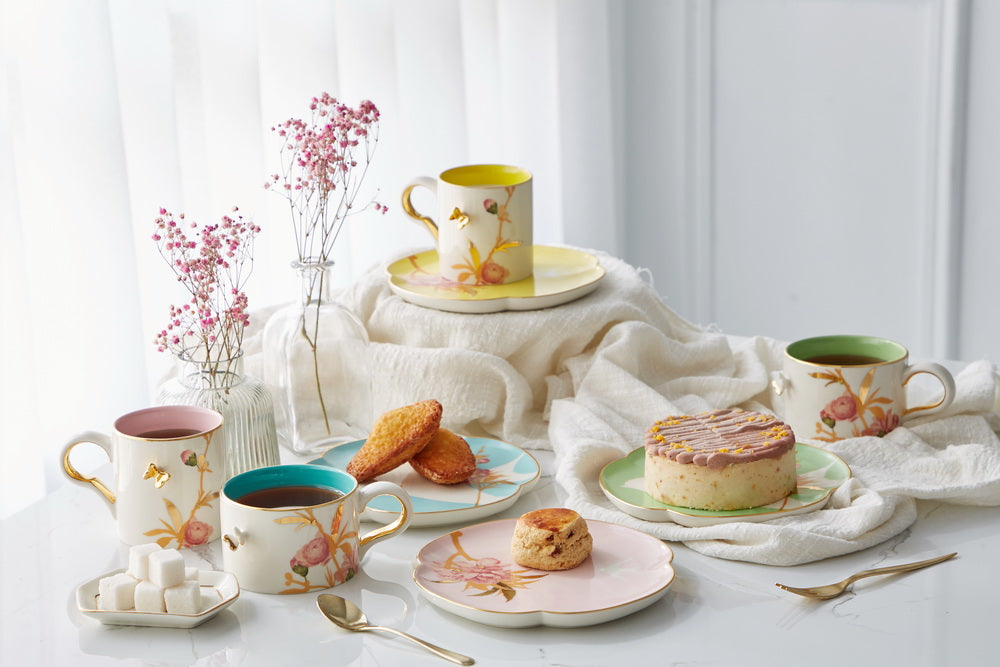 Peach Blossom Enchantment Cup and Plate - Inspired by Lang Shining | Ceramicraze