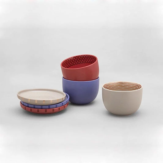 Rolling Interconnections Dessert Dish and Spoon Set | Celebrate Taiwanese Festivities with Artistry