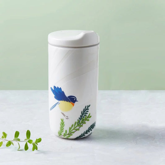 Leaping Up Tumbler | Collard Bush Robin, Double-Walled, Dual Glaze | Ceramicraze