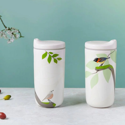 A Happy Couple - Formosa Collared Bush Robins Double-Walled Tumbler