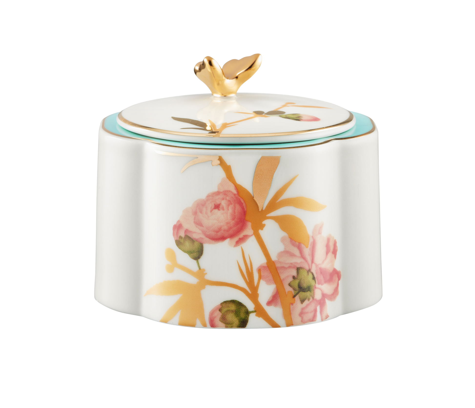 Peach Blossom Enchantment Teapot, Sugar Bowl, and Creamer Jar | Ceramicraze