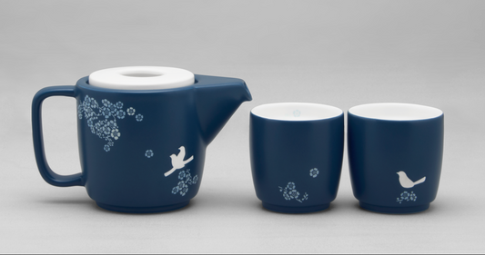 Plum Blossom Delight Tea Set - Hakka Indigo Dye Collection | Ceramicraze